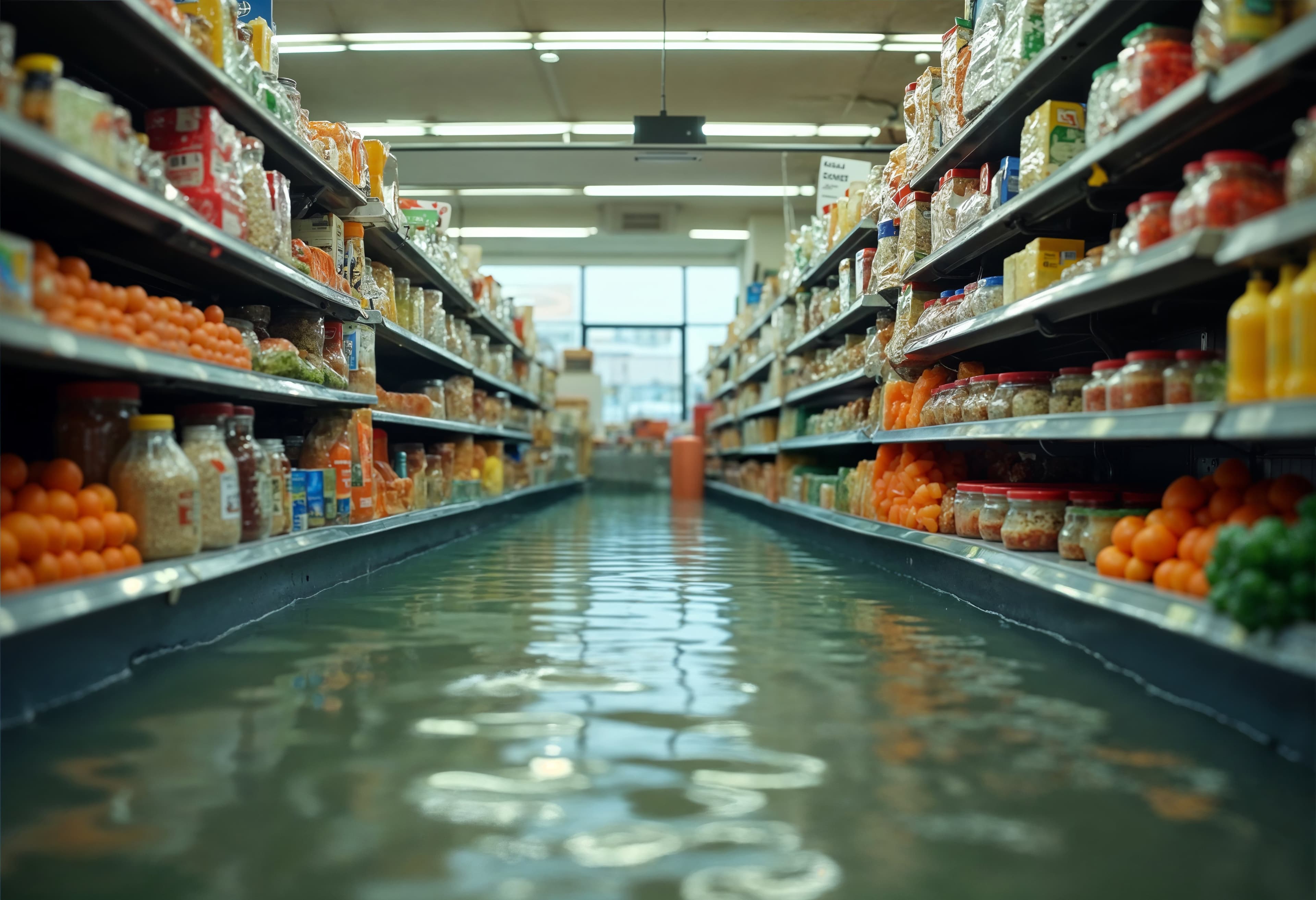 Shelves in supermarket